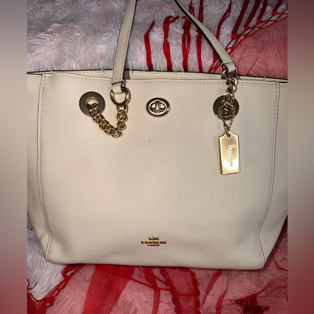 Vintage Cream Coach Handbag/Tote